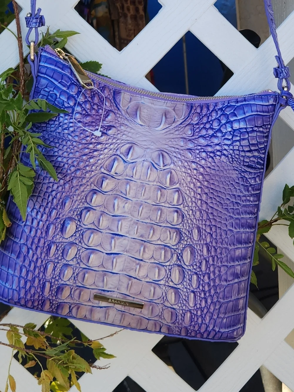 Brahmin Purple Croc-Embossed Crossbody Bag - Women - Picture 2 of 9